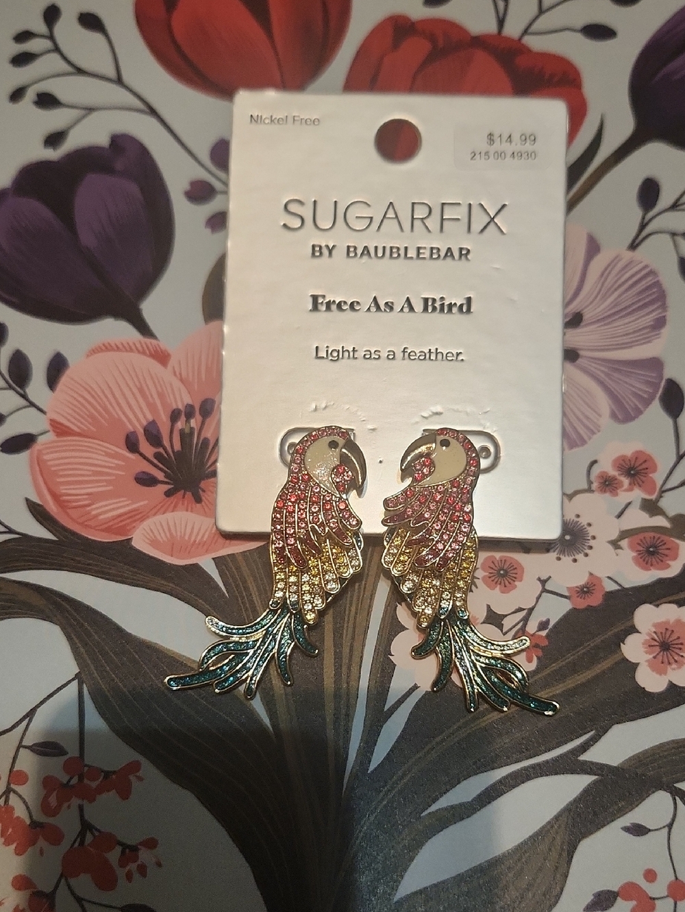 BaubleBar Multicolor Parrot Drop Earrings - Red, Yellow & Teal
